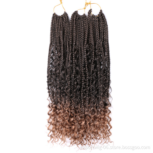 Crochet Hair river Box Braids goddess faux nu locs 18Inch Ombre Synthetic Hair Braid curly river box Braiding Hair Extensions
